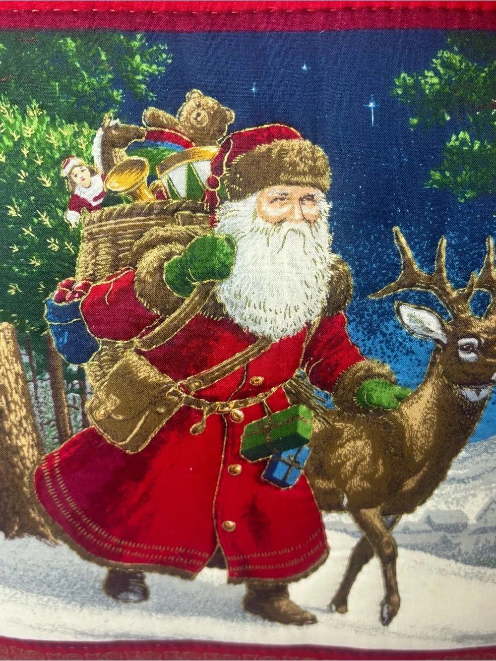 Santa and Reindeer Christmas Accent Throw Pillow